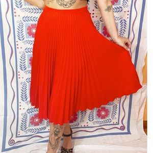 Top Shop Red pleated midi skirt